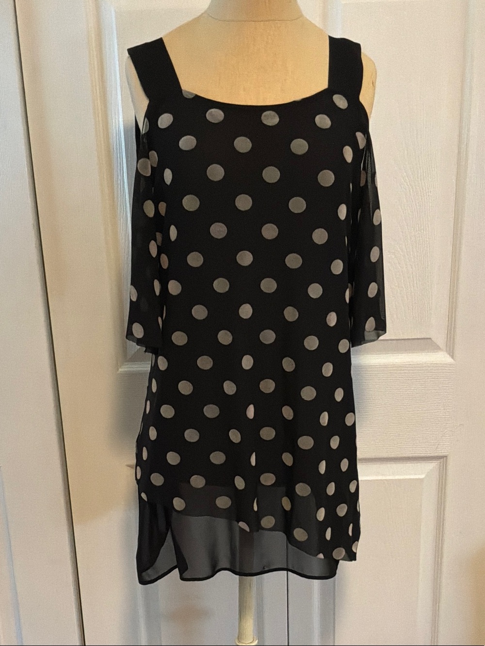 Angel Black Tunic with Gray Polka Dots
